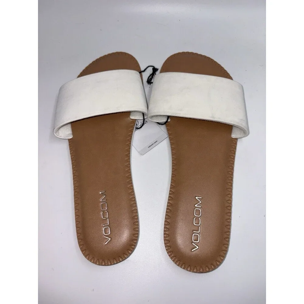 NWT * Volcom White Simple Slide Sandals Sz 8